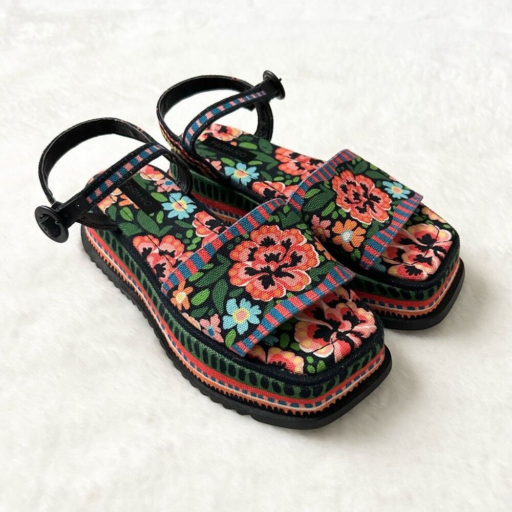 FARM Rio Floral Sandals - Black, Green, Pink, Blue